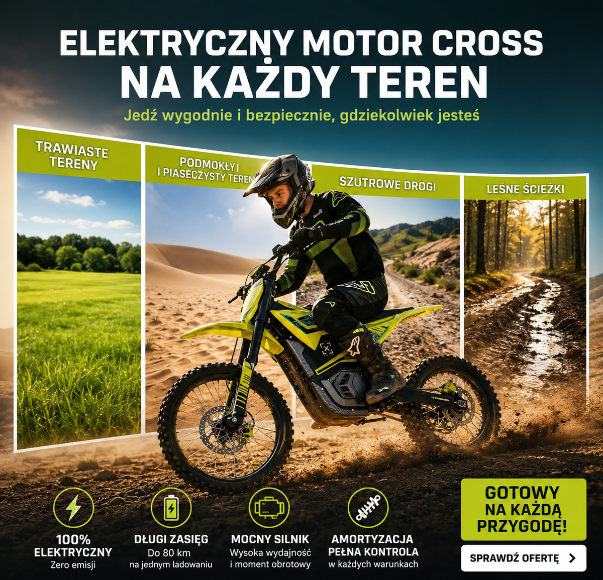VALTINSU EM5 Pro Czarny - 4800W Elektryczny Cross Off-Road 60V 27Ah 80km/h
